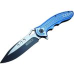 AyrStore Lanmark T60B Kamp Çakı 20 cm - Mavi Sap, Otomatik, Kemerlikli