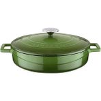 AyrStore Metal Döküm Çok Amaçlı Yayvan Tencere, Trendy, 28 Cm, 3.51 L Hacim, Yeşil