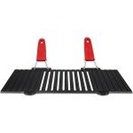 AyrStore Metal Döküm Mangal Izgarası, Çift Silikon Kulplu, 40 x 25 x 0.7 cm