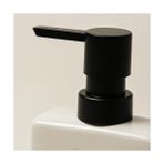 AyrStore Modern Banyo Mutfak Seramik Sabunluk ve Süngerlik Seti, Beyaz, 380ML Dispenser, Siyah Pompalı, 9X7X17CM - 0,25 gr
