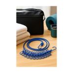 AyrStore Portatif Seyahat Çamaşır Ipi, 12 Adet Sabit Mandallı Lastikli Esnek Tasarım, Kolay Kurulum Için Metal Kancalı, Kamp, Balkon, Otel, Yurt ve Ev Içi Kullanıma Uygun Pratik Çamaşır Asma Askısı - 1 kg
