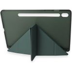 AyrStore Samsung Galaxy T870 Tab S7 11 Kılıf Kalemlikli Mars Tablet Kılıfı - Koyu Yeşil - Çok Renkli
