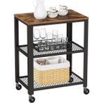 AyrStore Servis Arabası, Mutfak Arabası, Tekerlekli Araba, 4 Tekerlekli Mutfak Rafı, Çelik Iskelet, 3