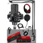 AyrStore Special Paket-3 Stüdyo Ekipmanları Ses Kartı Condenser Mikrofon Kulaklık Stand Full Set