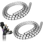 AyrStore Spiral Kablo Kanalı Kablo Fiş Düzenleyici Toplayıcı Tutucu Gri, 1 mt x 20 mm (2 Adet)