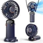 AyrStore Taşınabilir El Vantilatörü, Pille Çalışan Fan, Tabanlı, 8 Saat, Dijital Ekran, 5 Hız, 90°