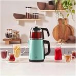 AyrStore Tea Glass 2 In 1 Çelik Çay Makinesi ve Kettle Blue Mist