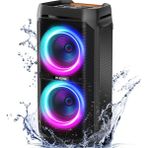 AyrStore W-Kıng 100W Bluetooth Hoparlörler V5.3, Taşınabilir Ipx6 Suya Dayanıklı Parti HOPARLÖRÜ/110DB Büyük Ses/dsp, Işıklı Karaoke Boombox/mikrofon ve Gitar Bağlantı Noktası//usb/adaptör - 01-Siyah