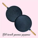 AyrStore Yanmaz Yapışmaz Granit Kaplama Döküm Çift Taraflı Izgara ve Gözleme Tavası, Çift Taraflı