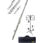 AyrStore YFL-16G Gümüş Yan Flüt 16 Delikli Gümüş Kaplama (Nota Sehpası Hediye)