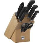 AyrStore Zwilling Four Star 8 Parça Blok Bıçak Seti Doğal Ahşap Bloklu, Paslanmaz Çelik ve Ahşap, Siyah