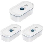 AyrStore Zwilling Fresh & Save Vakumlu Saklama Kabı, S, Plastik, Yari Şeffaf-Akdeniz Mavisi 3lü Paket