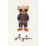 Ayrton: Cahier personnalisé avec prénom Ayrton | Cadeau d'anniversaire pour enfant, garçon, homme, copain ... | Nounours | 110 pages lignée, Petit Format 6x9 pouces (15,24 x 22,86 cm)