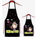 Ays Home Şirine Anne Çocuk Mutfak Önlüğü Seti %100 Polyester Dijital Baskılı Siyah Renkli - Standart