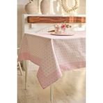 Ays Home Soft Pudra Çiçek Desenli Mutfak Kare Masa Örtüsü Pembe
