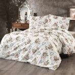 Aysalife Home Tekstil Yüksek Kalite Modern Kalp Desen Tek Kişilik Pamuklu Nevresim Takımı - 160 x 220 cm - Beyaz - Yeşil