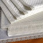 Aysan | Beyaz Hazır İthal Kumaş | Dikişli Lüks Saten Kapitone | Dolap ve Raf Örtüsü Güpürlü | "Tüm Ölçüler" (En: 90cm, Boy: 90cm)