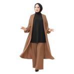 ayşe melek Kadın Giyim Abiye Moda 3 Parça Tesettür Takım 2649 (Taba-Siyah, 50)