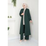 Ayşe Melek Kadın Giyim Abiye Moda 3 Parça Tesettür Takım Zümrüt-vizyon