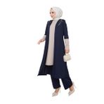 ayşe melek Kadın Giyim Abiye Moda Aplike Taşlı Tunik Pantolon Tesettür Takım 2668 (Lacivert, 40)