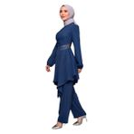 ayşe melek Kadın Giyim Abiye Moda Asimetrik Taşlı Tesettür Tunik Pantolon Kombin 2527 (Indigo, 50)