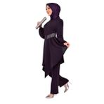 ayşe melek Kadın Giyim Abiye Moda Asimetrik Taşlı Tesettür Tunik Pantolon Kombin 2527 (Mürdüm, 52)