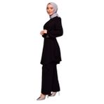 ayşe melek Kadın Giyim Abiye Moda Asimetrik Taşlı Tesettür Tunik Pantolon Kombin 2527 (Siyah, 52)