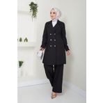 Ayşe Melek Kadın Giyim Abiye Moda Blazer Ceket Pantolonlu Takım Siyah