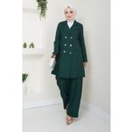 Ayşe Melek Kadın Giyim Abiye Moda Blazer Ceket Pantolonlu Takım Zümrüt