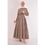 Ayşe Melek Kadın Giyim Abiye Moda Bolero Detaylı Terikoton Elbise Vizon