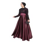 ayşe melek Kadın Giyim Abiye Moda Dantelli Saten Tesettür Abiye Elbise 2133 Bordo 40