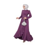 ayşe melek Kadın Giyim Abiye Moda Eteği Volanlı Kemeri Taşlı Tesettür Abiye Elbise 2497 lila 46
