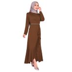 ayşe melek Kadın Giyim Abiye Moda Eteği Volanlı Kemeri Taşlı Tesettür Abiye Elbise 2497 Taba 40