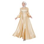 ayşe melek Kadın Giyim Abiye Moda Kemeri Taşlı Uzun Tesettür Saten Abiye Elbise 2753 Bej 44