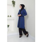 Ayşe Melek Kadın Giyim Abiye Moda Tunik Pantolon Ikili Tesettür Takım Indigo-siyah