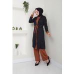 Ayşe Melek Kadın Giyim Abiye Moda Tunik Pantolon Ikili Tesettür Takım Siyah-taba