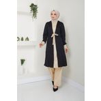 Ayşe Melek Kadın Giyim Abiye Moda Tunik Pantolon Ikili Tesettür Takım Siyah-vizon