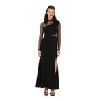 ayşe melek Kadın Giyim Abiye Moda Yırtmaçlı Balık Simli Uzun Abiye Elbise 2735 (Siyah, 40)