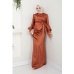 Ayşe Melek Kadın giyim moda tesettür abiye saten elbise