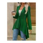 Ayşegül hediyelik Ayşegul hediyelik Kadın Uzun Kollu Yakalı önden Düğmeli Uzun Atlas Blazer Ceket