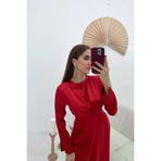 Ayşegül hediyelik Ayşegul hediyelik Kırmızı Saten Uzun Elbise