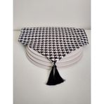 Ayşemce Ayşemce Siyah Beyaz Kaz Ayağı Desenli Runner & 4 Bej Supla - 40 x 140 cm