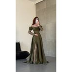 AYŞENUR DİNÇER Royal Dantel Detaylı Haki Yeşili Abiye