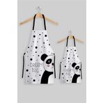 AYSHOME Ays Home Panda Beyaz Anne Çocuk 2'li Mutfak Önlüğü