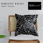 Ayshome Siyah Yaprak 43x43 cm Kırlent Kılıfı