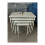 aysmo 4Lü Krem Gri Lüx MDF Ahşap Zigon Sehpa