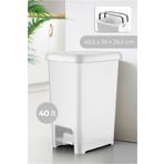 AYSSA 40 Lt Slim Pedallı Plastik Çöp Kovası Beyaz
