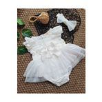 aysskids Beyaz Yumuşak Tütü Zıbınlı Kız Bebek Prenses Gelinlik Romper Bayramlık Takım