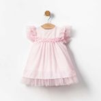 Aysskids Nil Kalp Desenli Kız Bebek Elbise - Pembe