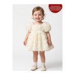 aysskids Rosa Güllü Kabarık Doğum Günü ve Özel Gün Kız Çocuk Bebek Elbisesi